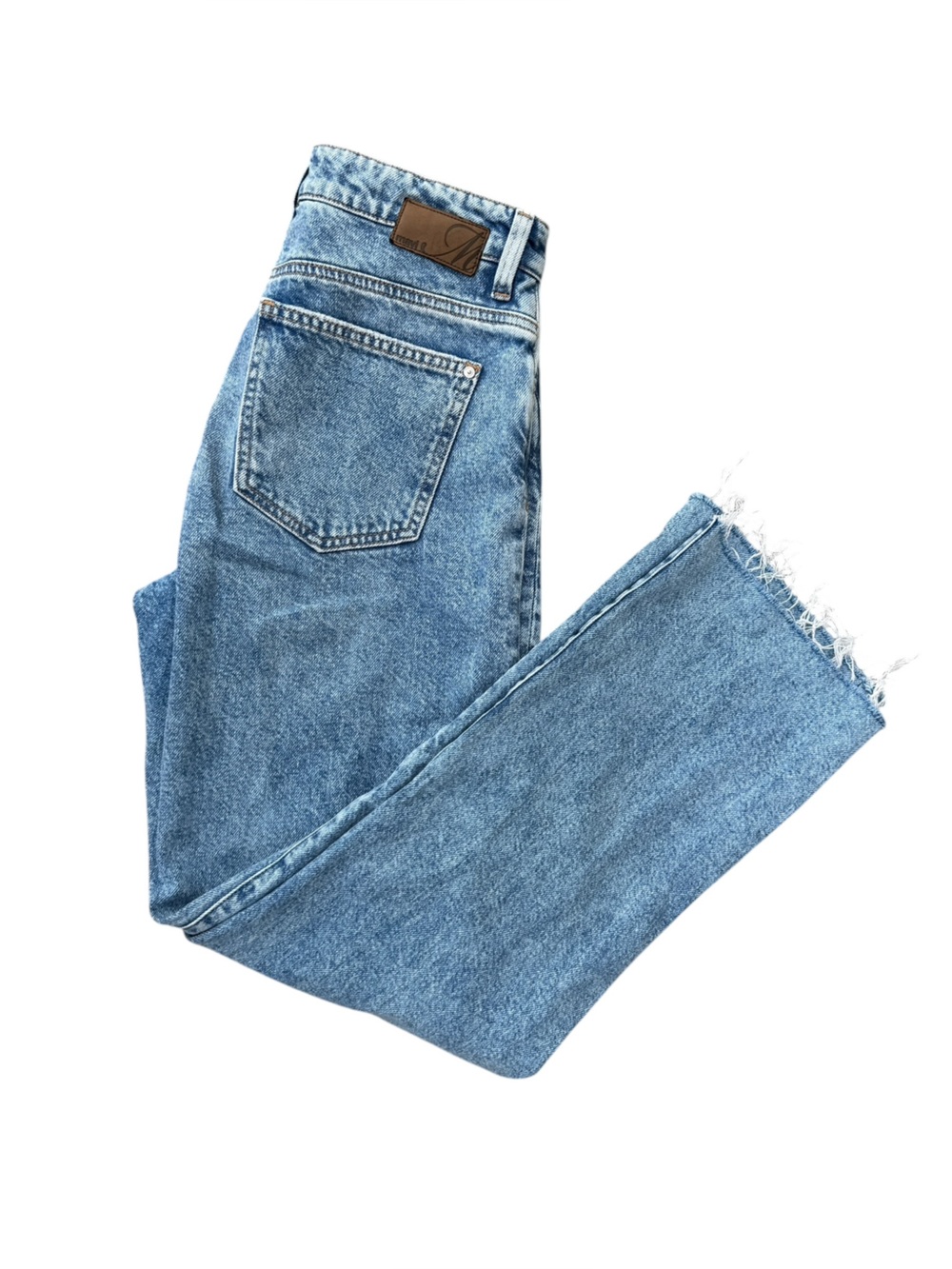 Mavi Jeans Light Wash Distressed High Rise Straight Leg Raw Hem Size 27x29